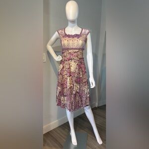 VTG Li-z Prêt-à-porter Japanese Patchwork Lace Mesh Dress Lavender 13